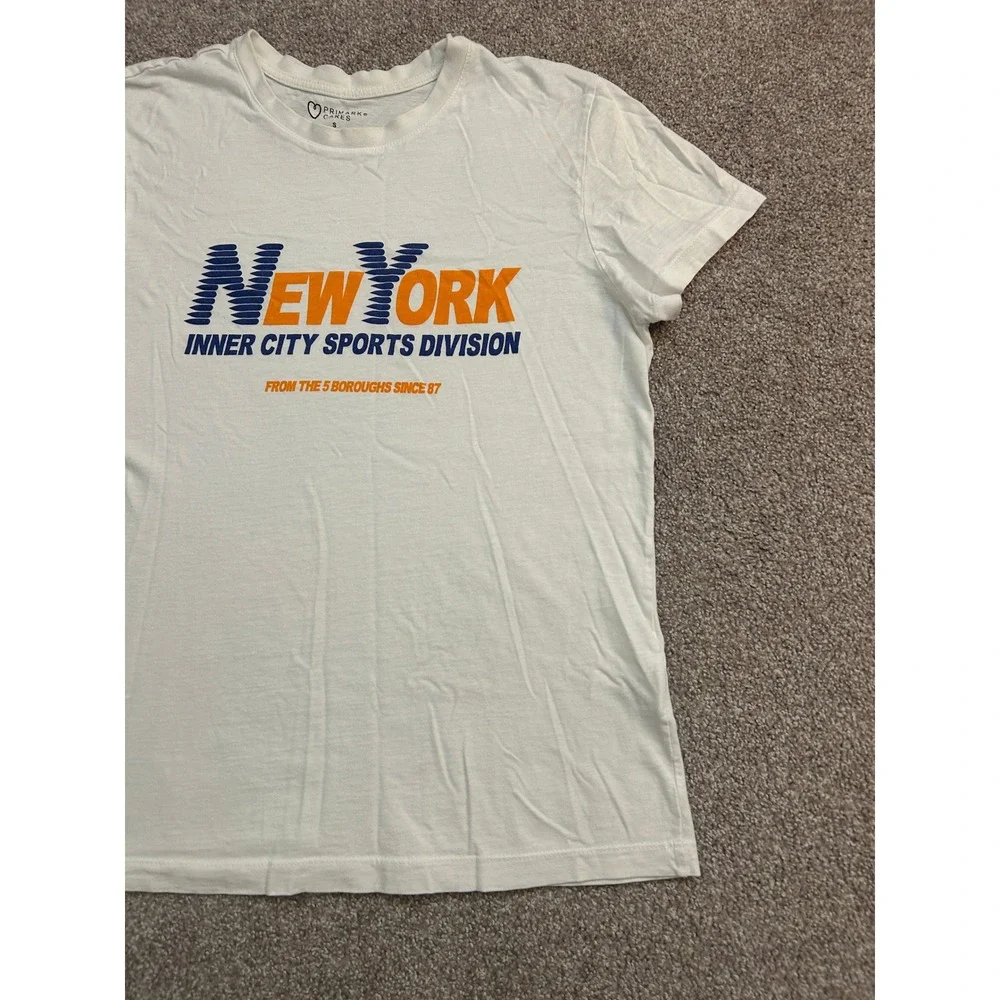 Primark New York Inner City Sports Division Tee Womens Small White Excellent - Picture 3 of 9